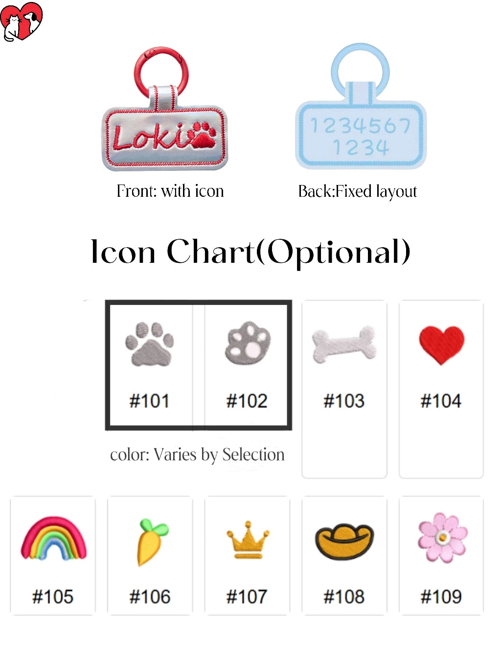 HoomanHeart Custom Long Bar Pet ID Tag – Laser Engraved & Embroidered, Personalized Name & Phone, Anti-Lost Dog & Cat Tag + Free Embroidered Charm